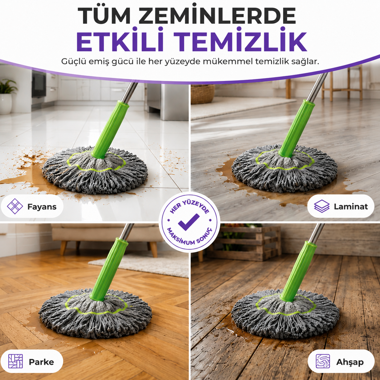 Mopira Yeni Nesil Kendinden Sıkmalı Akıllı Mop