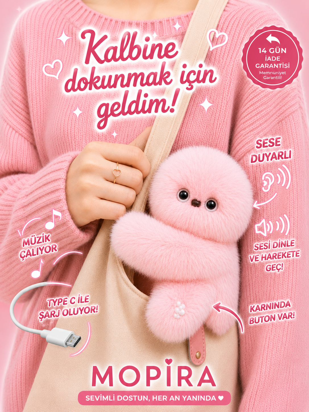 Sevimli Peluş Hareketli Çanta Arkadaşı